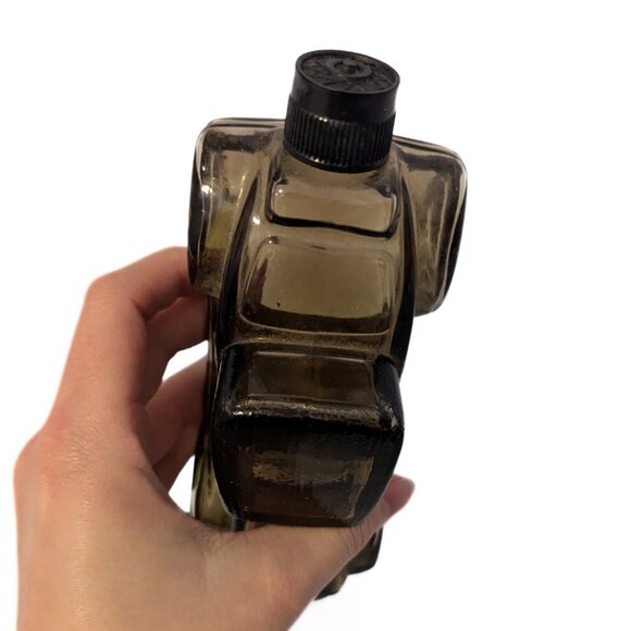 Vintage Avon Car Cologne Bottle Brown Glass Sterling Six Empty Decanter 7" - Picture 5 of 6